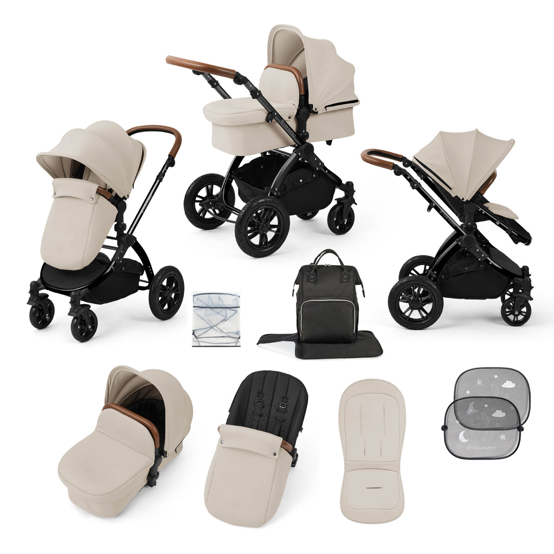 Ickle Bubba Stomp Luxe 2 in 1 Pram Bundle, Stone / Black - image 1