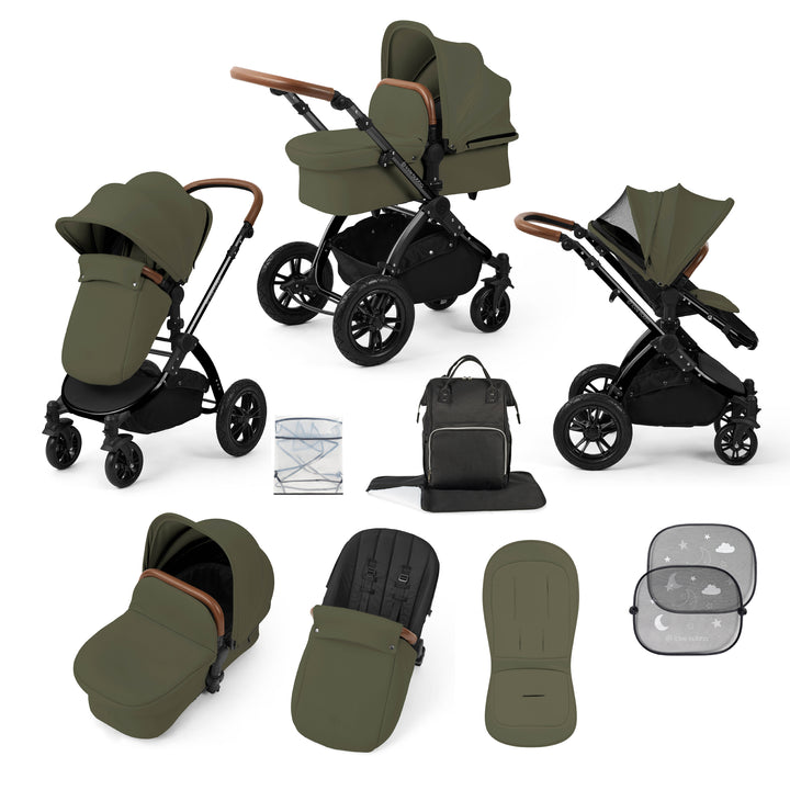 Ickle Bubba Stomp Luxe 2 in 1 Pram Bundle, Woodland / Black - image 1