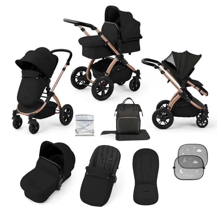 Ickle Bubba Stomp Luxe 2 in 1 Pram Bundle, Midnight / Bronze - image 1