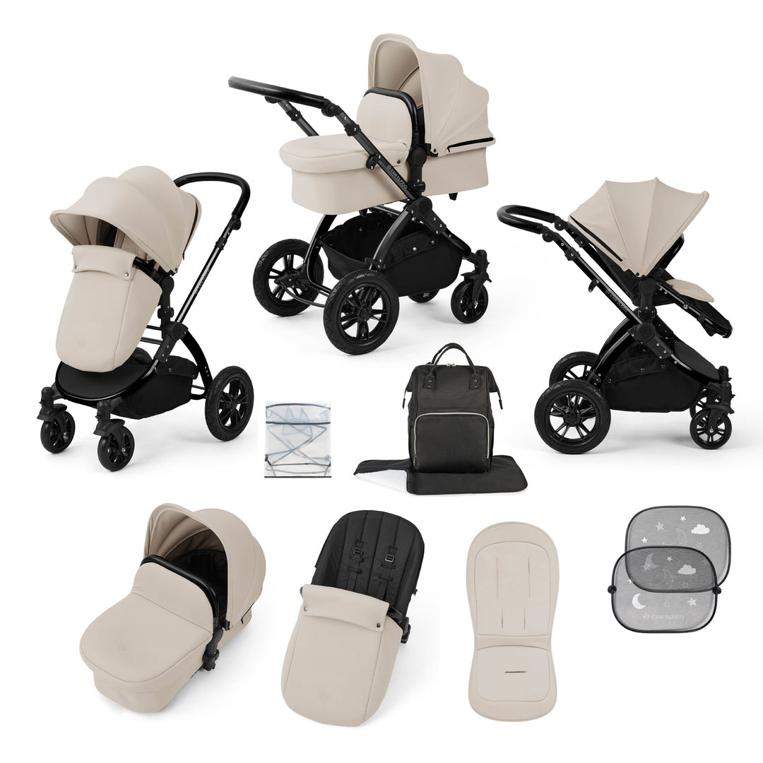 Ickle Bubba Stomp Luxe 2 in 1 Pram Bundle, Stone / Black - image 1