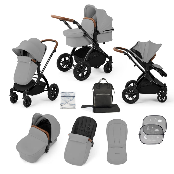 Ickle Bubba Stomp Luxe 2 in 1 Pram Bundle, Pearl Grey / Black - image 1