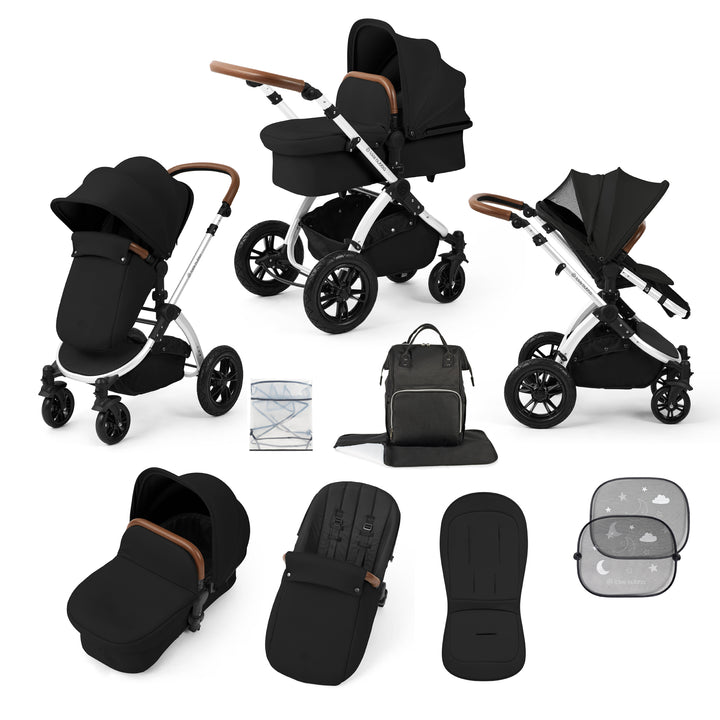 Ickle Bubba Stomp Luxe 2 in 1 Pram Bundle, Midnight / Silver - image 1