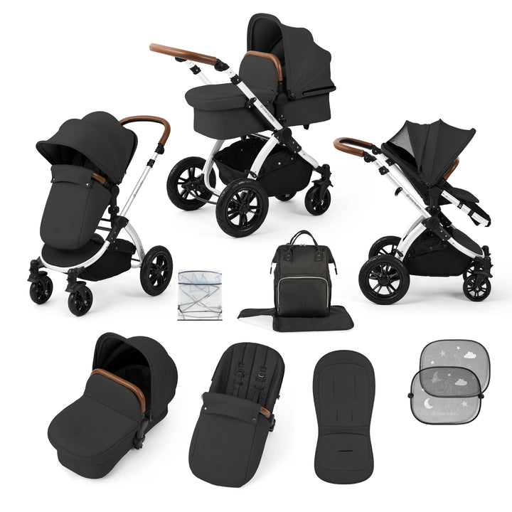 Ickle Bubba Stomp Luxe 2 in 1 Pram Bundle, Charcoal Grey / Silver - image 1