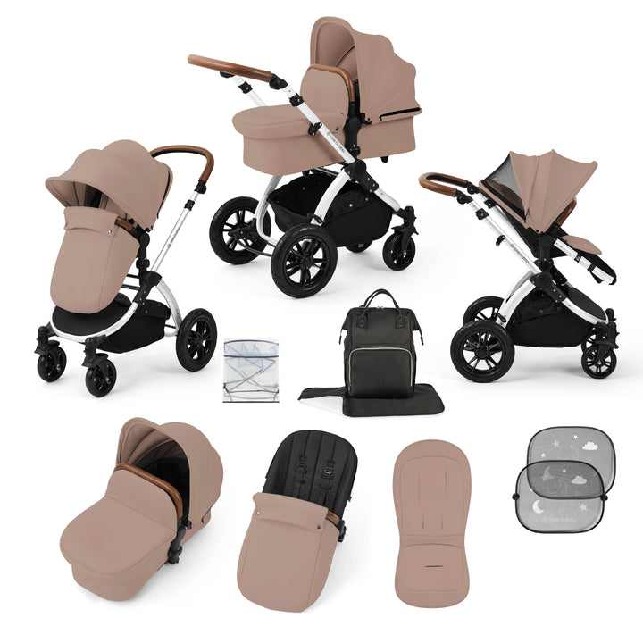 Ickle Bubba Stomp Luxe 2 in 1 Pram Bundle, Desert / Silver - image 1