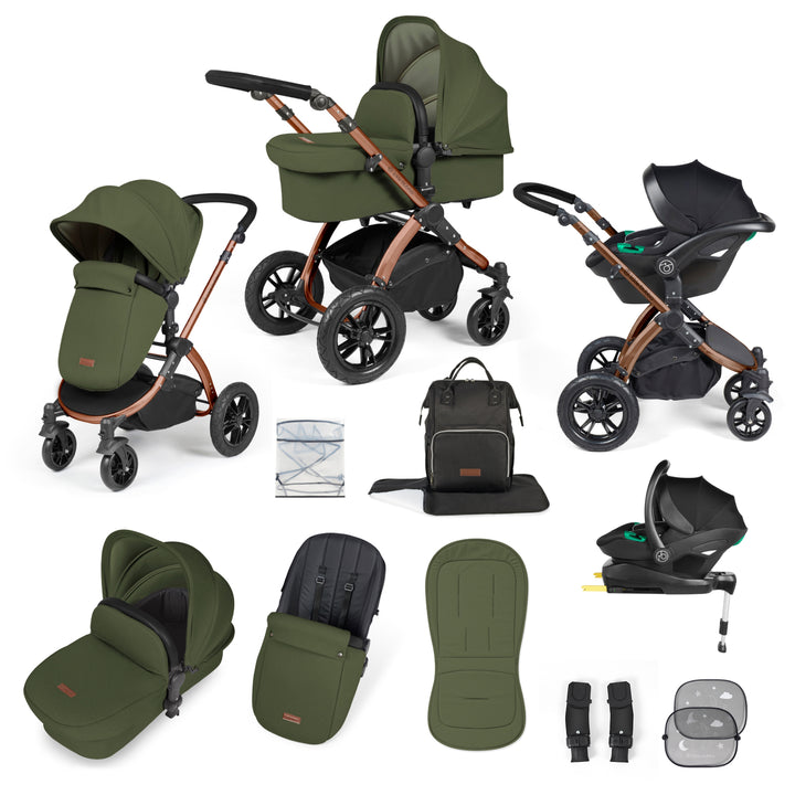 Ickle Bubba Stomp Luxe 12 Piece Nimbus i-Size Travel System Bundle, Woodland / Bronze - image 1