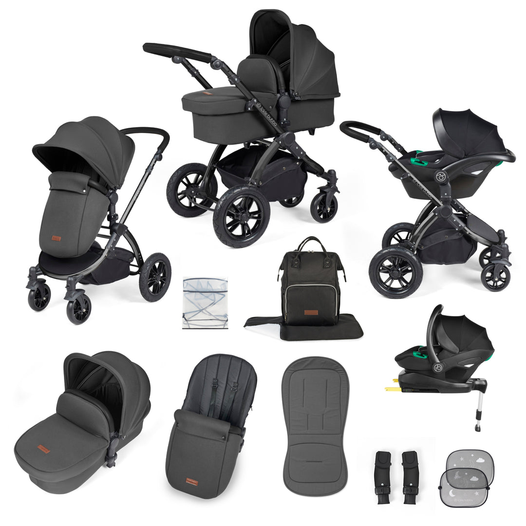 Ickle Bubba Stomp Luxe 12 Piece Nimbus i-Size Travel System Bundle, Charcoal Grey / Black - image 1