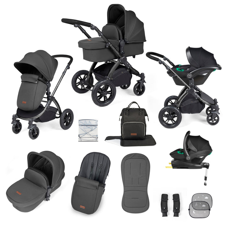 Ickle Bubba Stomp Luxe 12 Piece Nimbus i-Size Travel System Bundle, Charcoal Grey / Black - image 1