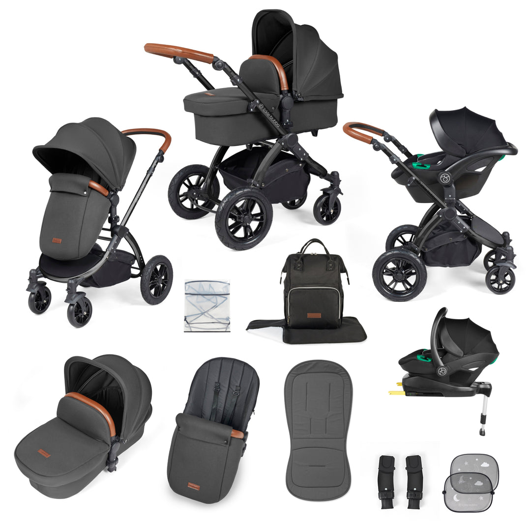 Ickle Bubba Stomp Luxe 12 Piece Nimbus i-Size Travel System Bundle, Charcoal Grey / Black - image 1