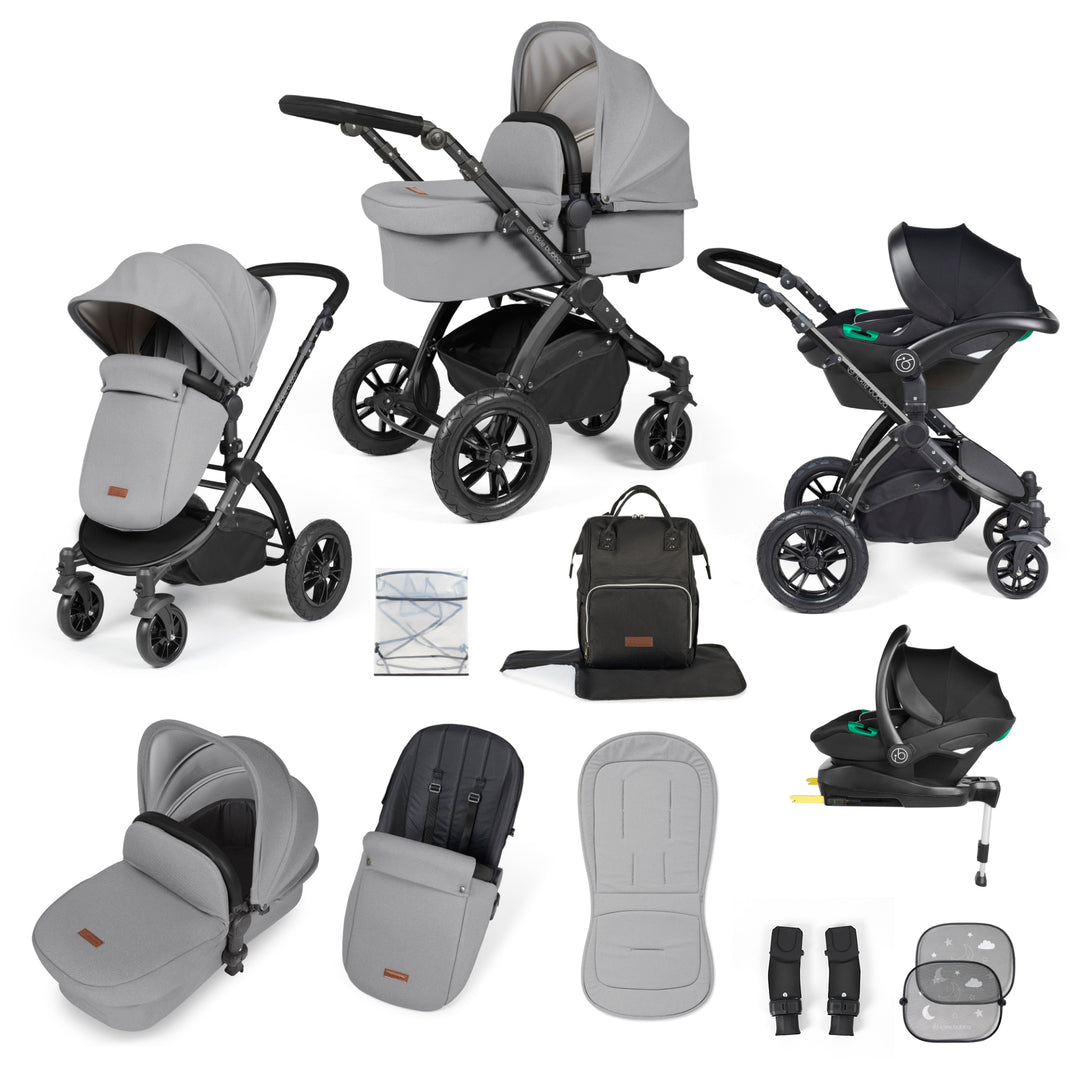 Ickle Bubba Stomp Luxe 12 Piece Nimbus i-Size Travel System Bundle, Pearl Grey / Black - image 1