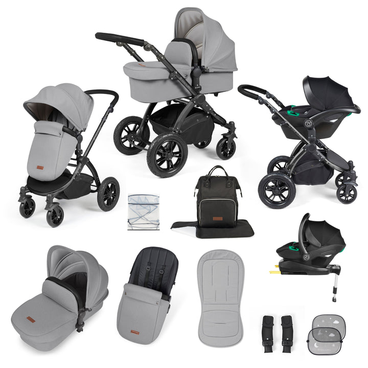 Ickle Bubba Stomp Luxe 12 Piece Nimbus i-Size Travel System Bundle, Pearl Grey / Black - image 1