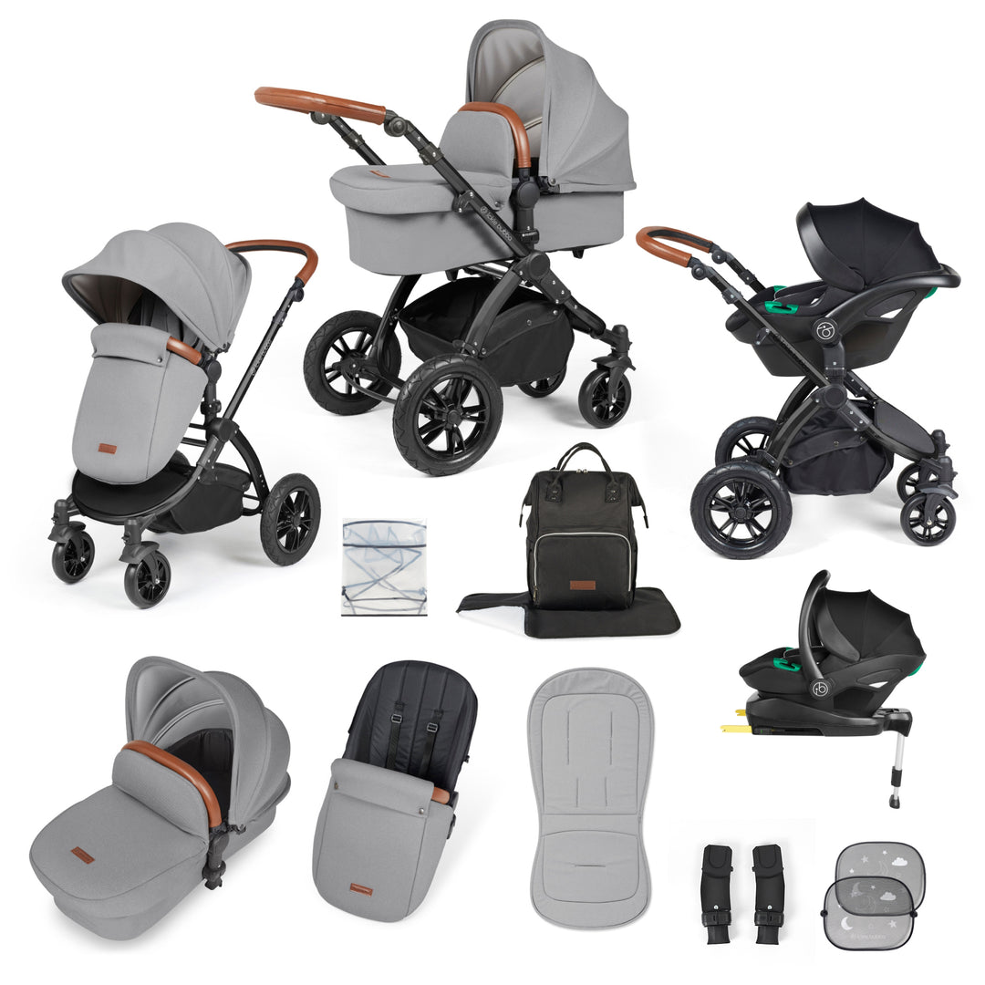 Ickle Bubba Stomp Luxe 12 Piece Nimbus i-Size Travel System Bundle, Pearl Grey / Black - image 1