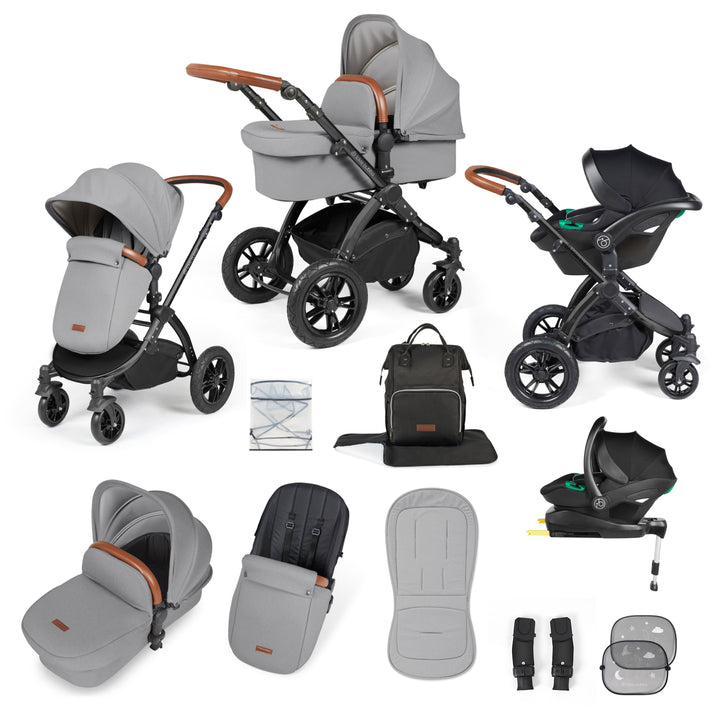 Ickle Bubba Stomp Luxe 12 Piece Nimbus i-Size Travel System Bundle, Pearl Grey / Black - image 1