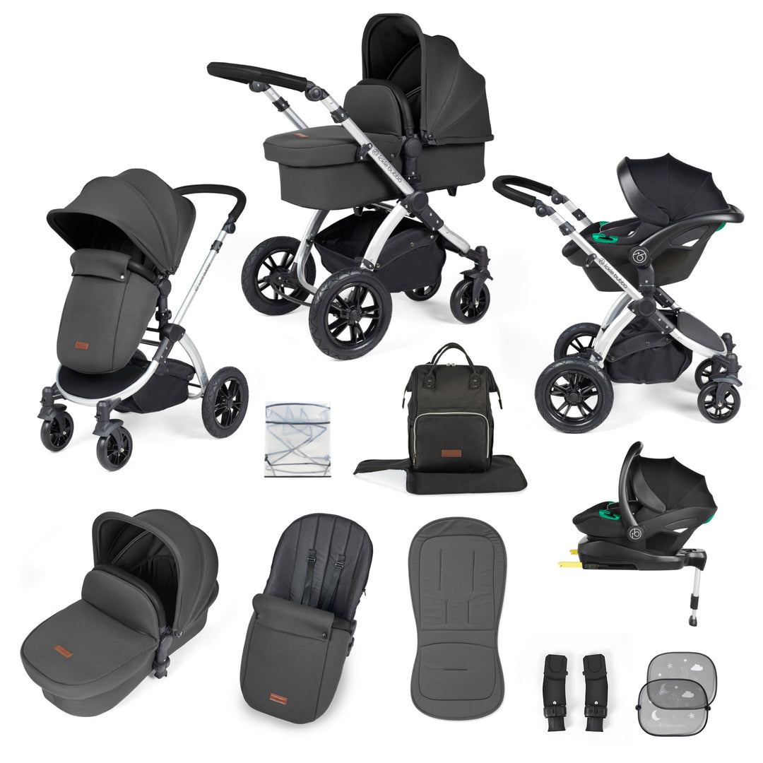 Ickle Bubba Stomp Luxe 12 Piece Nimbus i-Size Travel System Bundle, Charcoal Grey / Silver - image 1