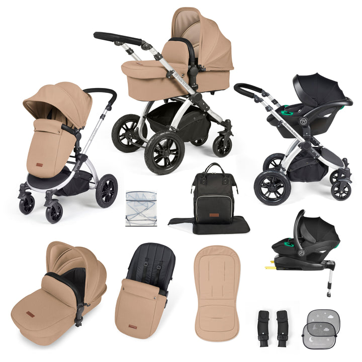 Ickle Bubba Stomp Luxe 12 Piece Nimbus i-Size Travel System Bundle, Desert / Silver - image 1