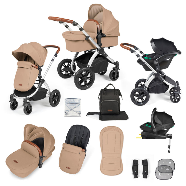 Ickle Bubba Stomp Luxe 12 Piece Nimbus i-Size Travel System Bundle, Desert / Silver - image 1