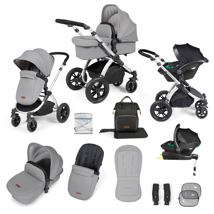 Ickle Bubba Stomp Luxe 12 Piece Nimbus i-Size Travel System Bundle, Pearl Grey / Silver - image 1