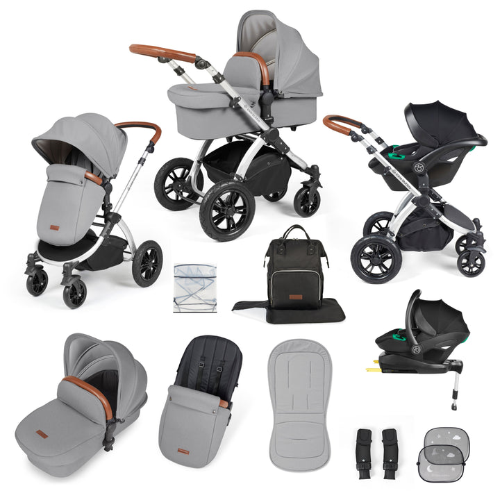 Ickle Bubba Stomp Luxe 12 Piece Nimbus i-Size Travel System Bundle, Pearl Grey / Silver - image 1