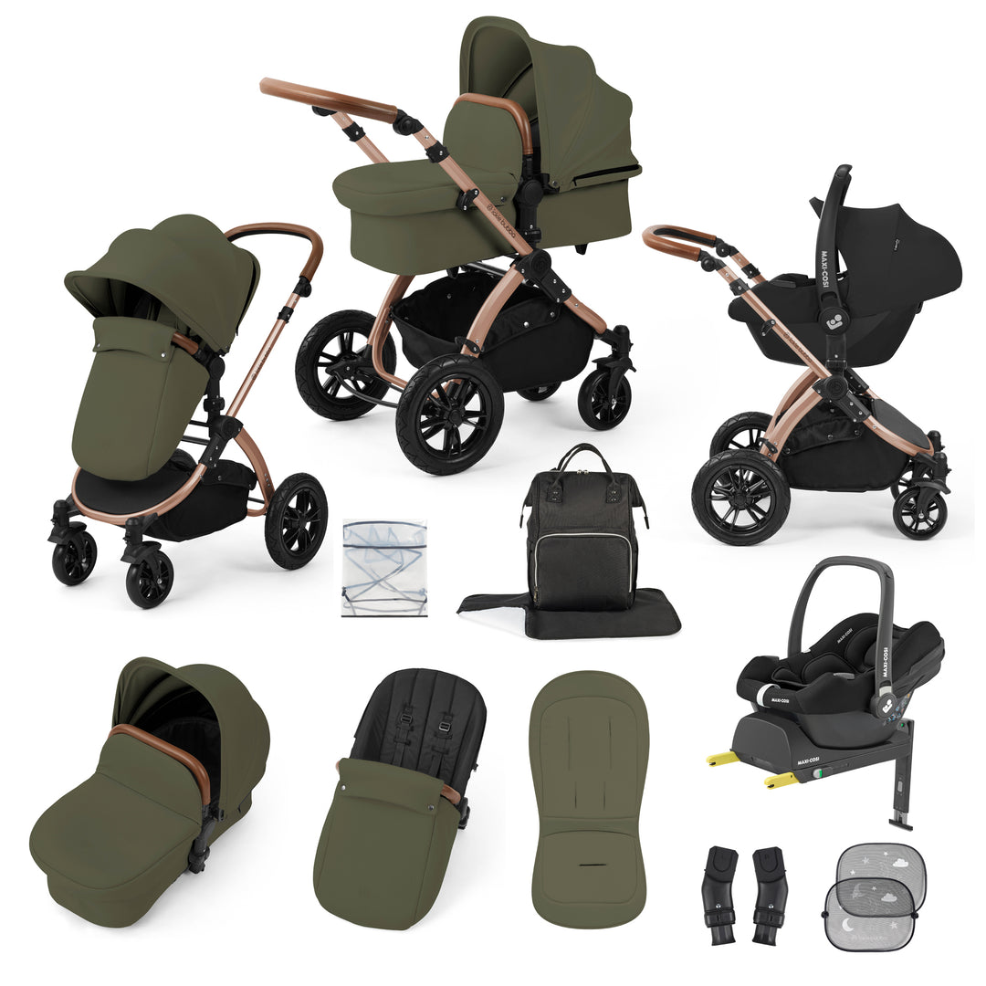Ickle Bubba Stomp Luxe 12 Piece Maxi-Cosi CabrioFix i-Size Travel System Bundle, Woodland / Bronze - image 1