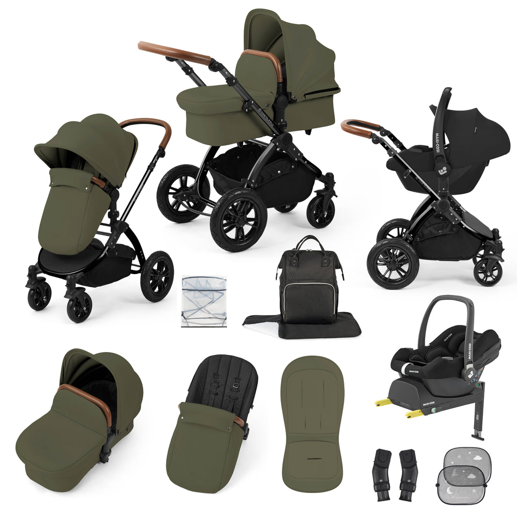 Ickle Bubba Stomp Luxe 12 Piece Maxi-Cosi CabrioFix i-Size Travel System Bundle, Woodland / Black - image 1