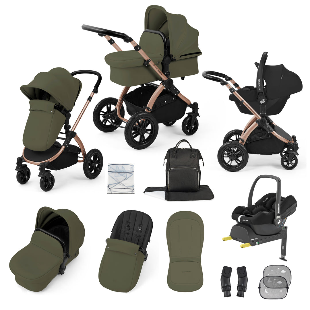 Ickle Bubba Stomp Luxe 12 Piece Maxi-Cosi CabrioFix i-Size Travel System Bundle, Woodland / Bronze - image 1