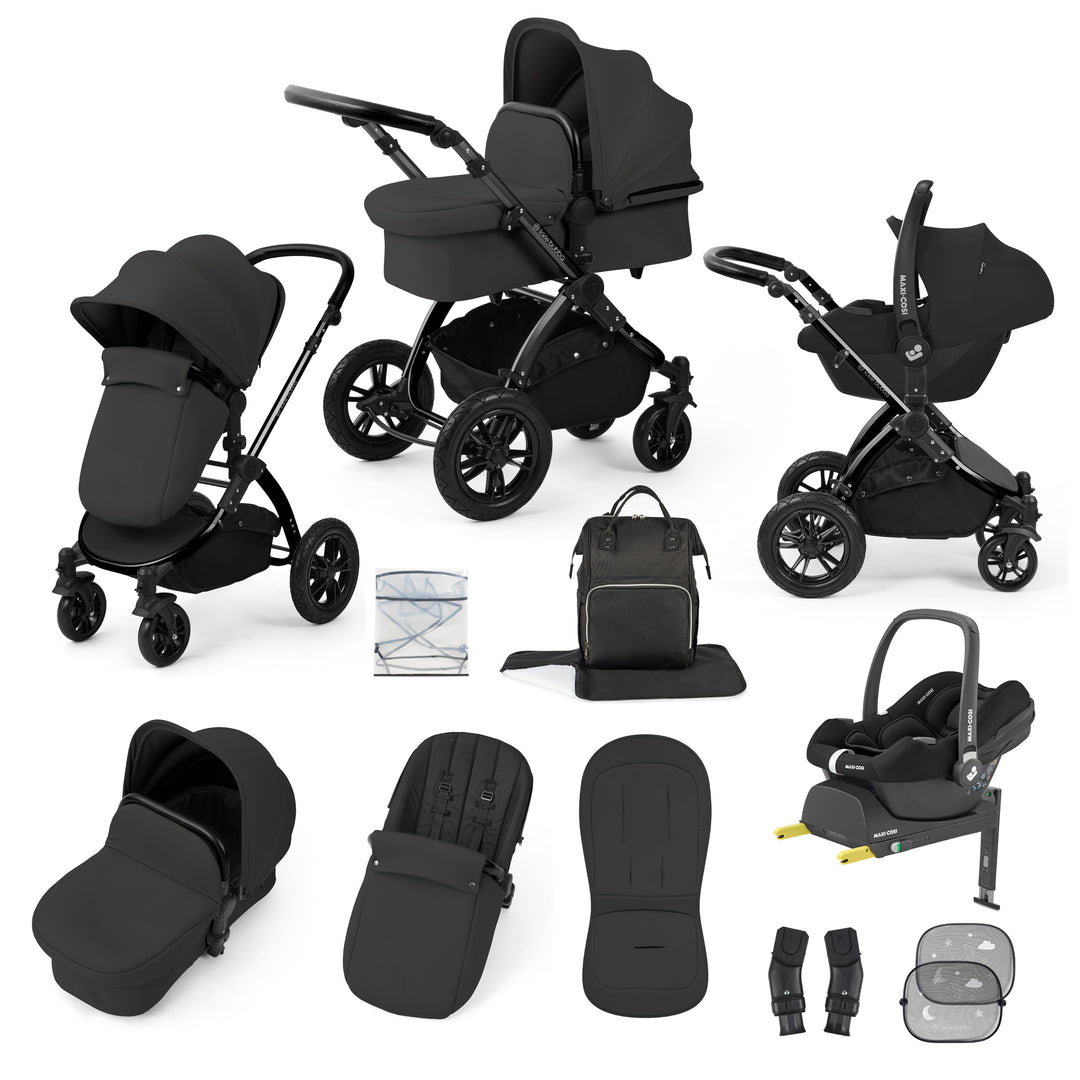 Ickle Bubba Stomp Luxe 12 Piece Maxi-Cosi CabrioFix i-Size Travel System Bundle, Charcoal Grey / Black - image 1