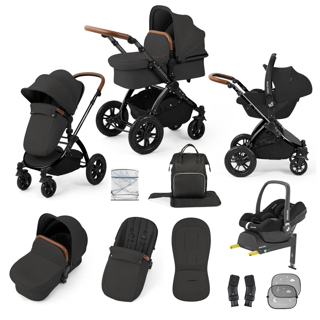 Ickle Bubba Stomp Luxe 12 Piece Maxi-Cosi CabrioFix i-Size Travel System Bundle, Charcoal Grey / Black - image 1