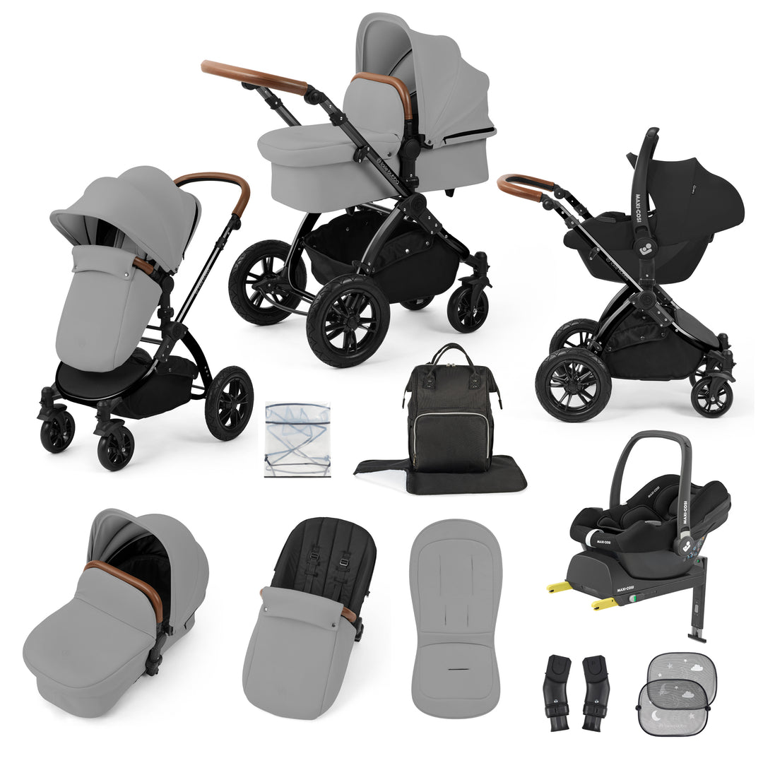 Ickle Bubba Stomp Luxe 12 Piece Maxi-Cosi CabrioFix i-Size Travel System Bundle, Pearl Grey / Black - image 1