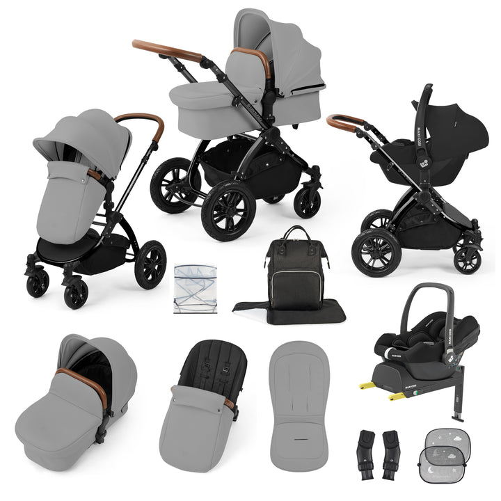 Ickle Bubba Stomp Luxe 12 Piece Maxi-Cosi CabrioFix i-Size Travel System Bundle, Pearl Grey / Black - image 1
