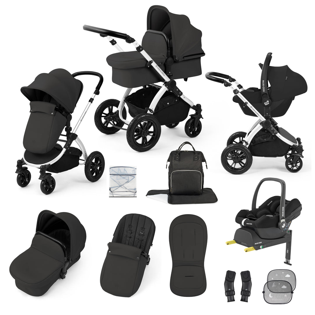 Ickle Bubba Stomp Luxe 12 Piece Maxi-Cosi CabrioFix i-Size Travel System Bundle, Charcoal Grey / Silver - image 1