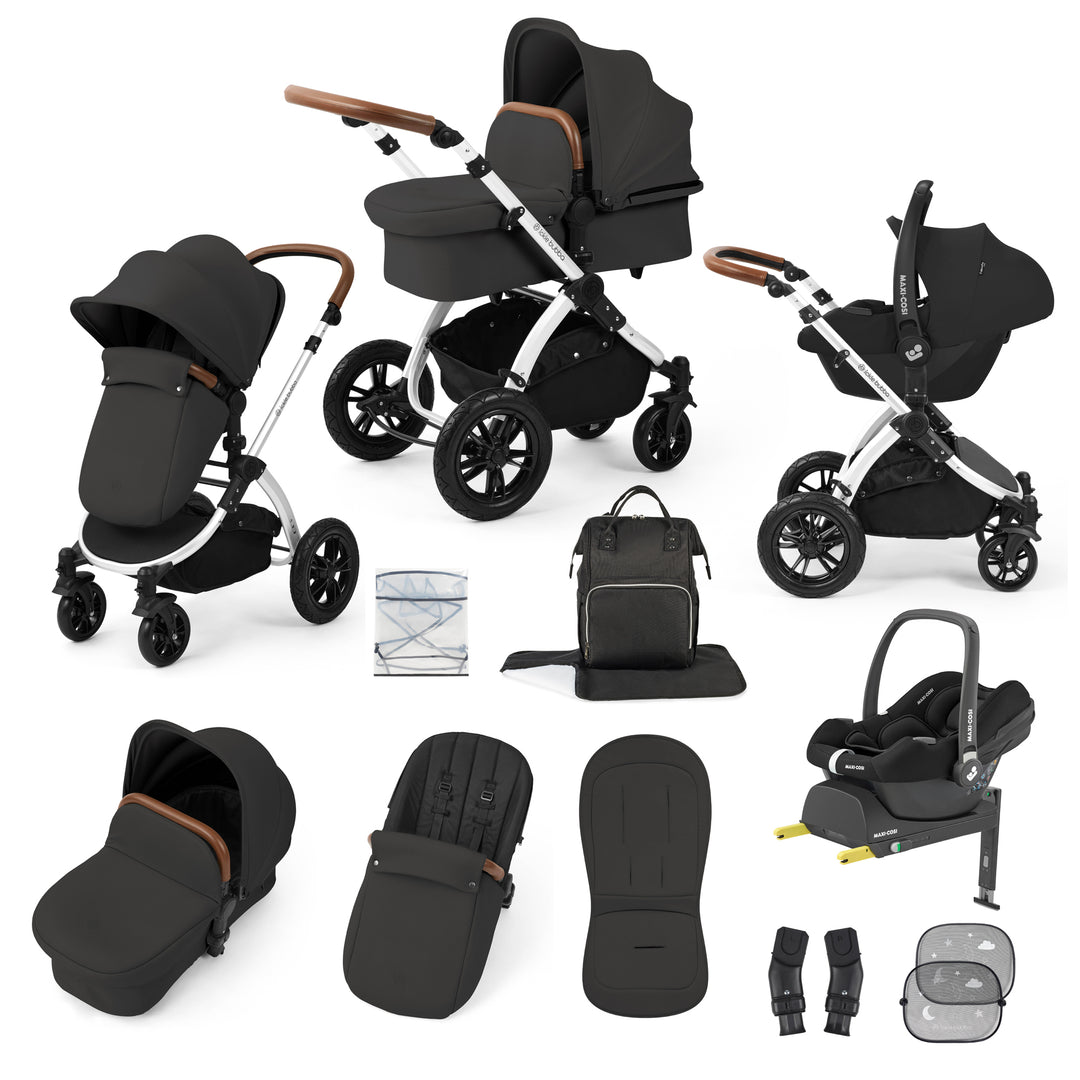 Ickle Bubba Stomp Luxe 12 Piece Maxi-Cosi CabrioFix i-Size Travel System Bundle, Charcoal Grey / Silver - image 1