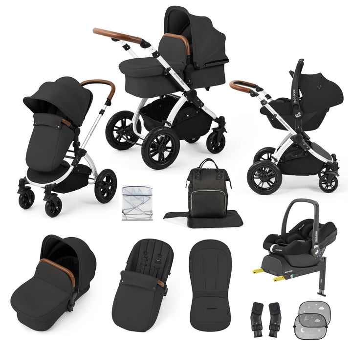 Ickle Bubba Stomp Luxe 12 Piece Maxi-Cosi CabrioFix i-Size Travel System Bundle, Charcoal Grey / Silver - image 1