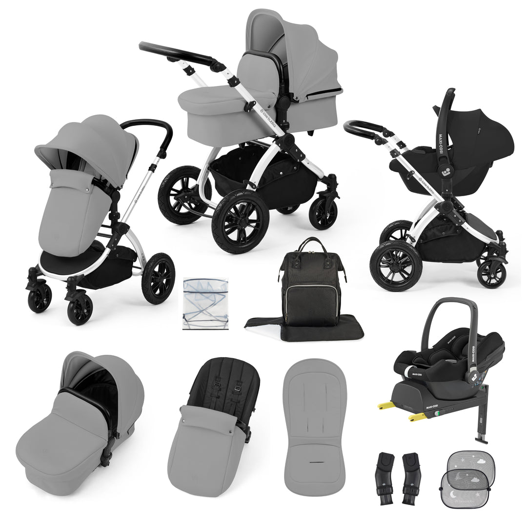 Ickle Bubba Stomp Luxe 12 Piece Maxi-Cosi CabrioFix i-Size Travel System Bundle, Pearl Grey / Silver - image 1