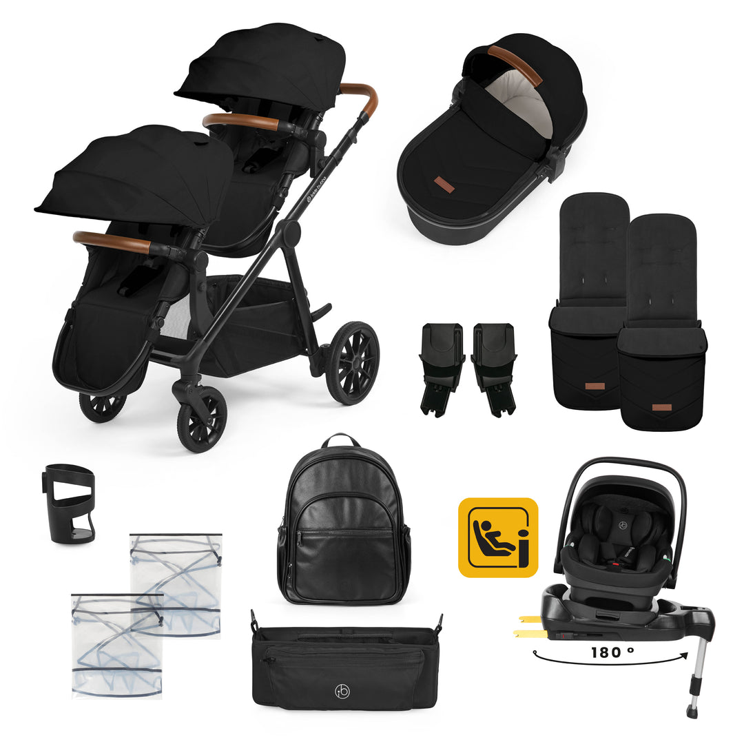 Ickle Bubba Virgo Growing Family 14 Piece Travel System with i-Size Nimbus Car Seat & Spin ISOFIX Base, Black - image 1