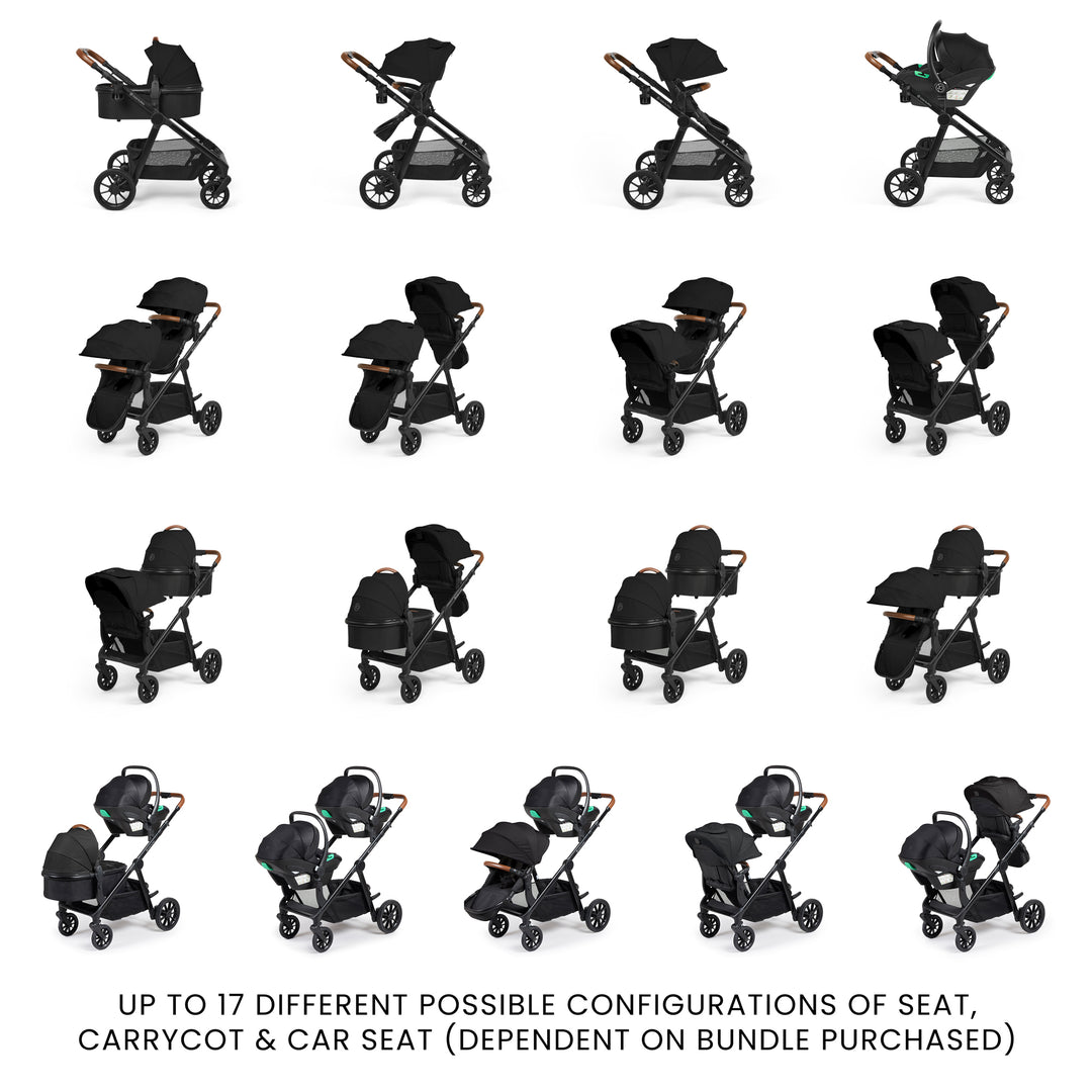 Ickle Bubba Virgo Growing Family 14 Piece Travel System with i-Size Nimbus Car Seat & Spin ISOFIX Base, Black - image 13