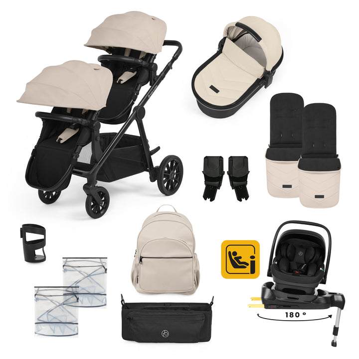 Ickle Bubba Virgo Growing Family 14 Piece Travel System with i-Size Nimbus Car Seat & Spin ISOFIX Base, Stone - image 1