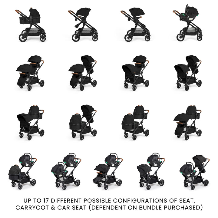 Ickle Bubba Virgo Twin 18 Piece Travel System with i-Size Nimbus Car Seats & Spin ISOFIX Bases,  Black - image 10