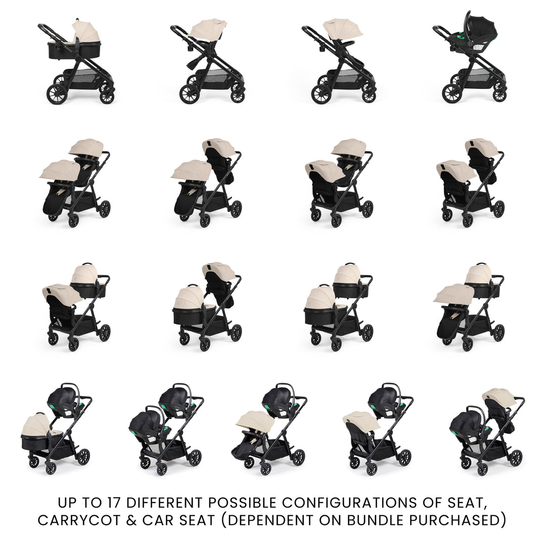 Ickle Bubba Virgo Twin 18 Piece Travel System with i-Size Nimbus Car Seats & Spin ISOFIX Bases -Stone - image 10