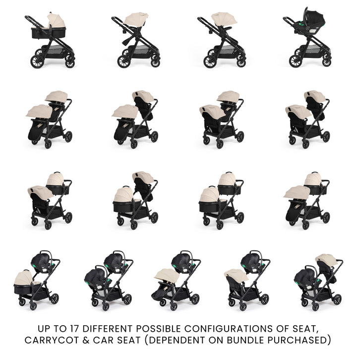 Ickle Bubba Virgo Twin 18 Piece Travel System with i-Size Nimbus Car Seats & Spin ISOFIX Bases -Stone - image 10