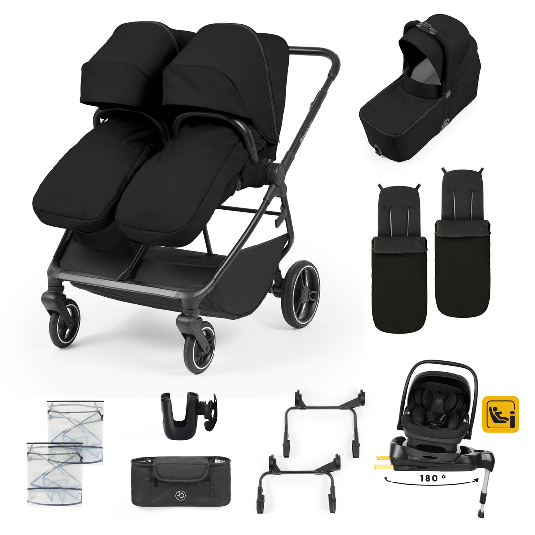 Ickle Bubba Altair Growing Families 13 Piece Travel System with i-Size Nimbus 180 Spin Car Seat & ISOFIX Base, Black - image 1