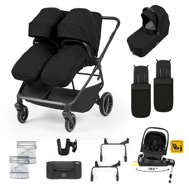 Ickle Bubba Altair Growing Families 13 Piece Travel System with i-Size Nimbus 180 Spin Car Seat & ISOFIX Base, Black - image 1