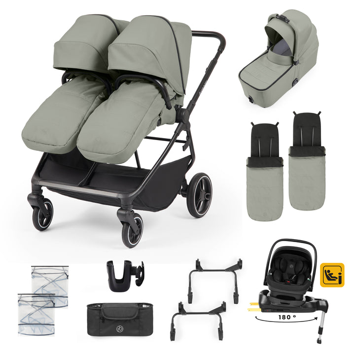 Ickle Bubba Altair Growing Families 13 Piece Travel System with i-Size Nimbus 180 Spin Car Seat & ISOFIX Base, Laurel Green - image 1