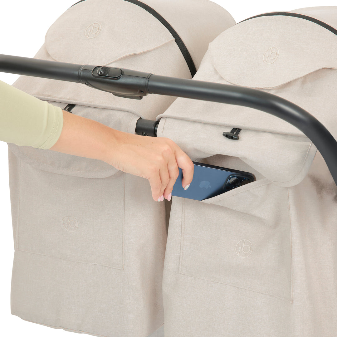 Ickle Bubba Aries Double Autofold Stroller, Stone - image 9