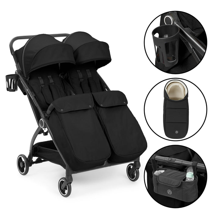Ickle Bubba Aries Double Prime Autofold Stroller, Black - image 1