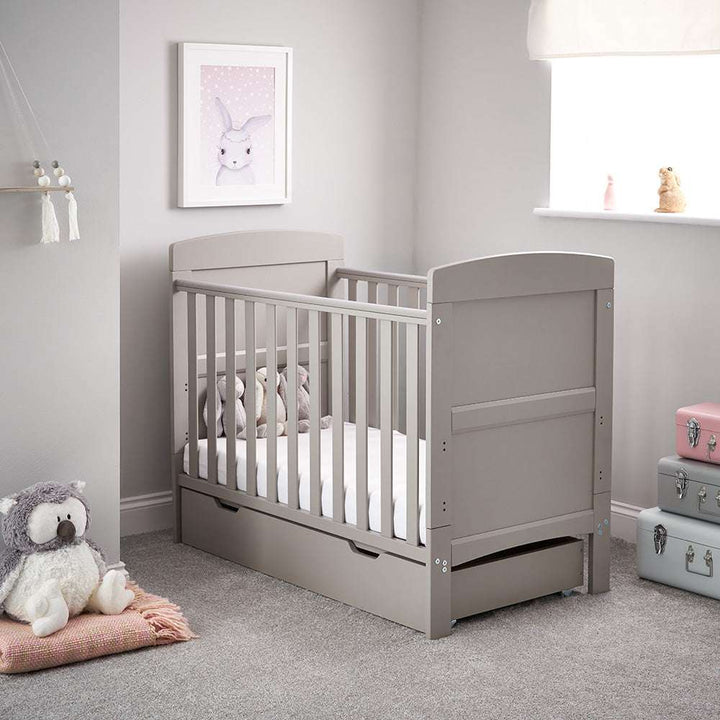 Obaby Grace Mini Cot Bed & Underdrawer, Warm Grey