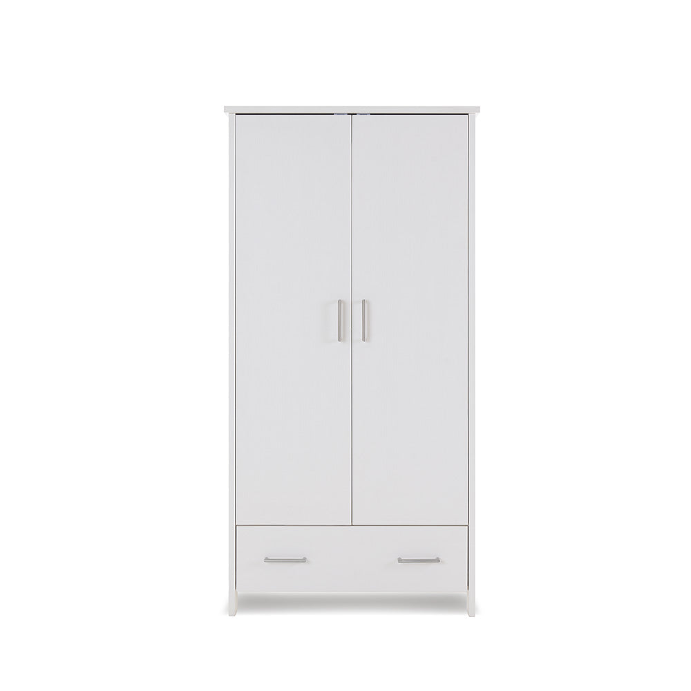 Obaby Nika Double Wardrobe, White Wash