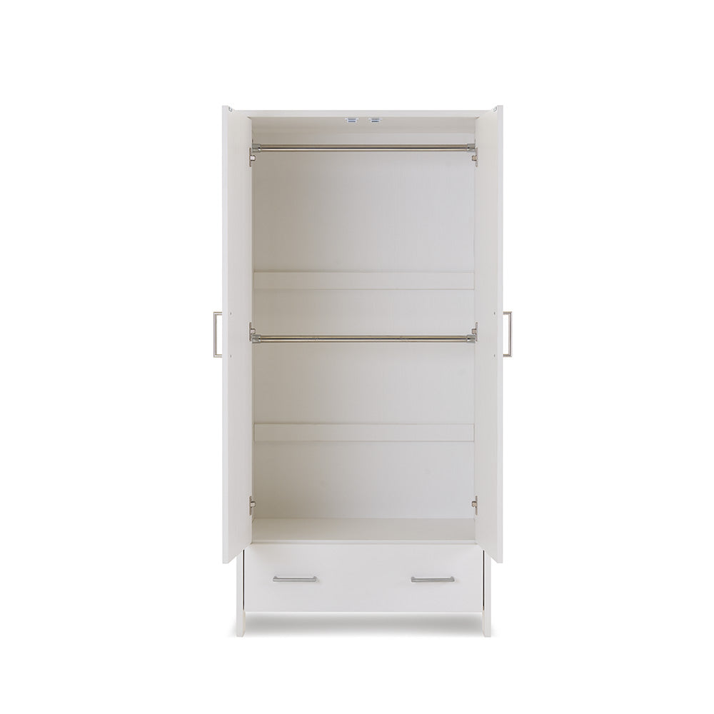 Obaby Nika Double Wardrobe, White Wash