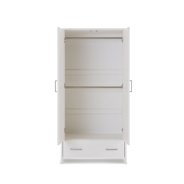 Obaby Nika Double Wardrobe, White Wash