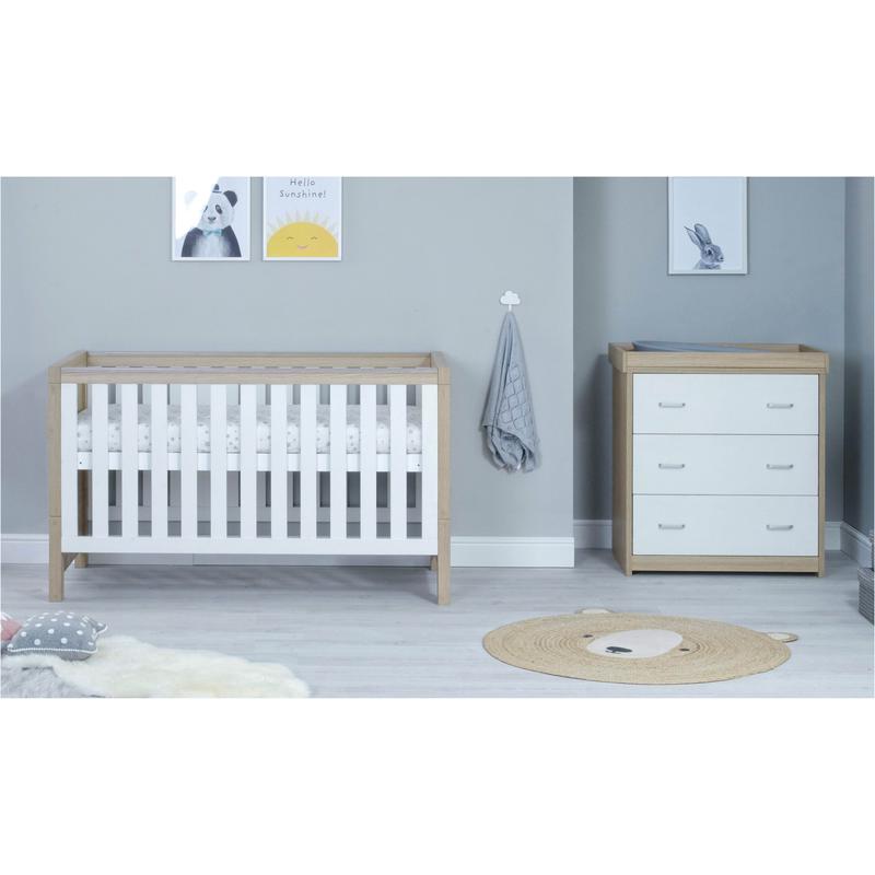 Babymore Luno 2 Piece Room Set, Warm Oak & White