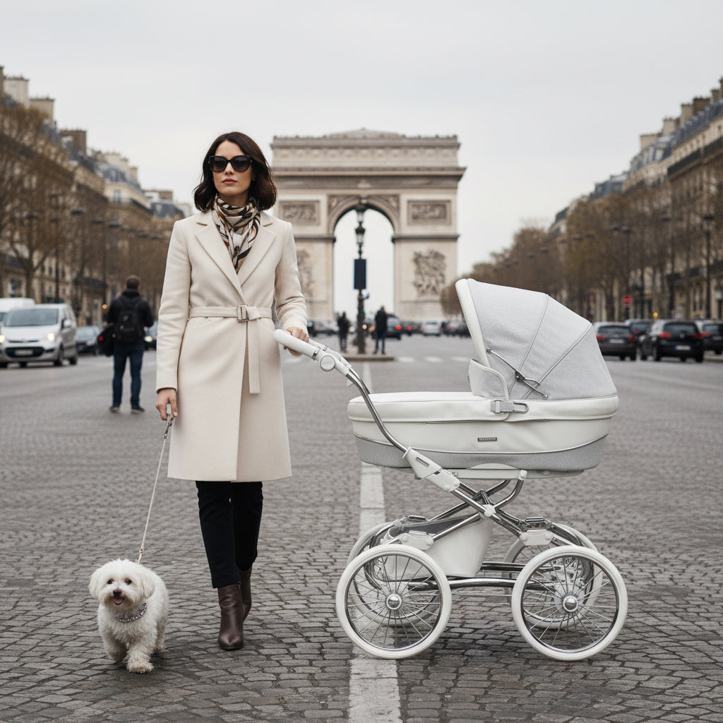 Bebecar Prive Stylo Class+ Solo Pram + Raincover, White Sparkle - image 7