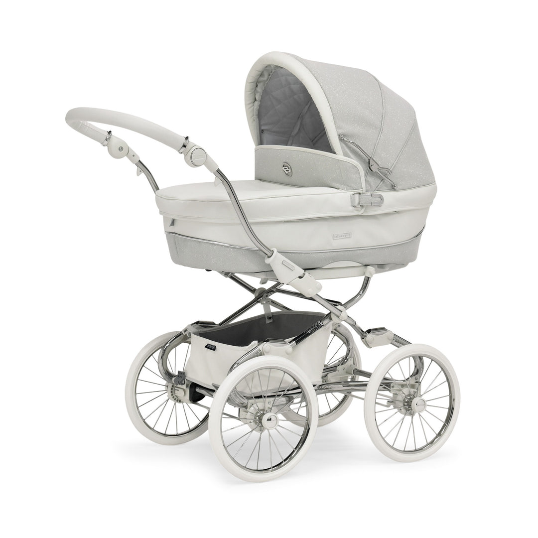 Bebecar Prive Stylo Class+ Solo Pram + Raincover, White Sparkle
